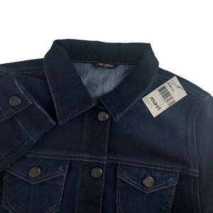 Mavi Gold Women Small Black Button Front‎ Denim Jean Jacket